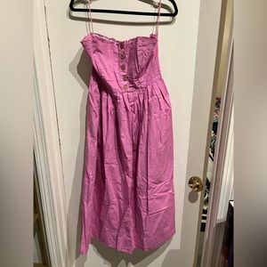Free People M Orchid Pleated Maxi Dress with Button Detail